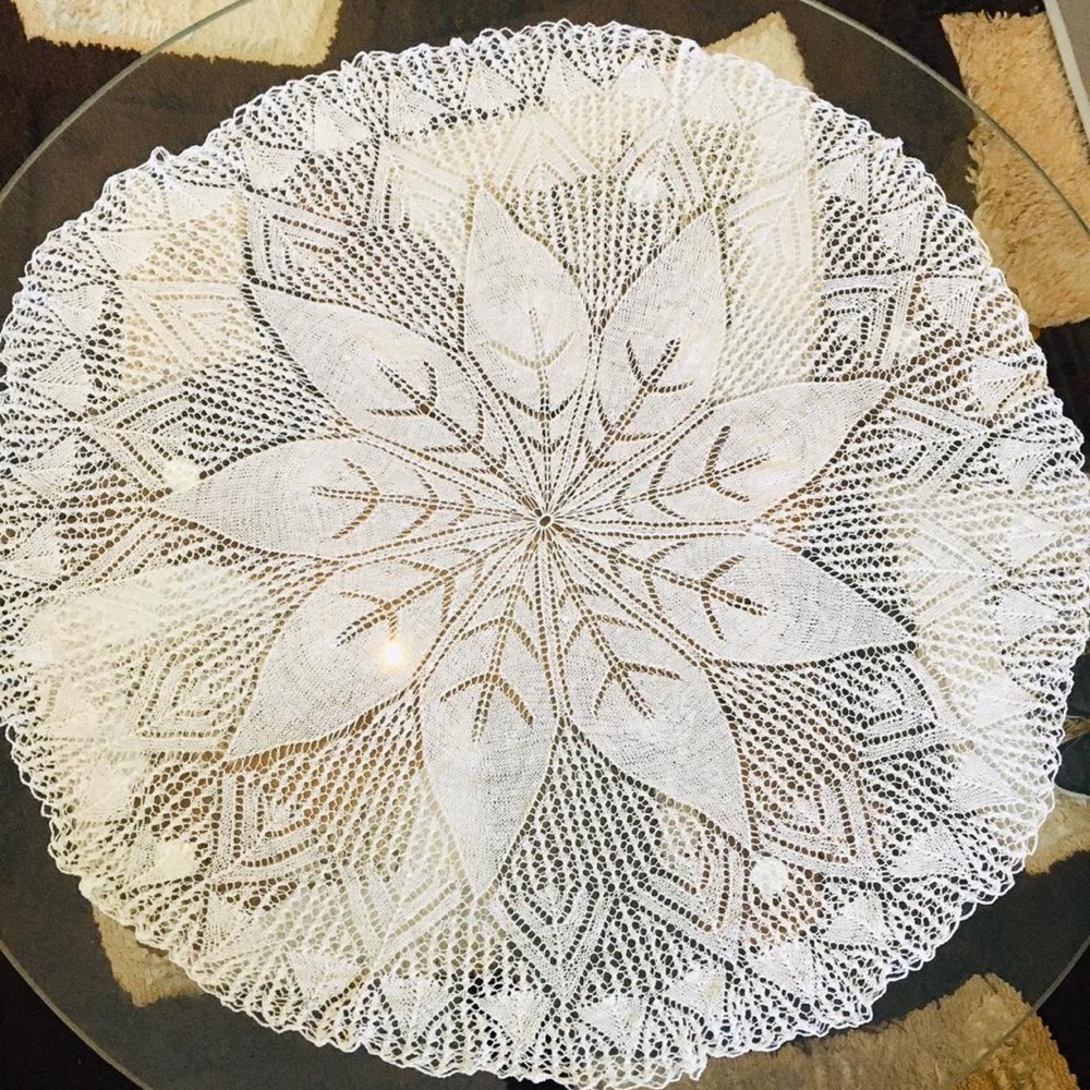 Handmade crochet round table cloth